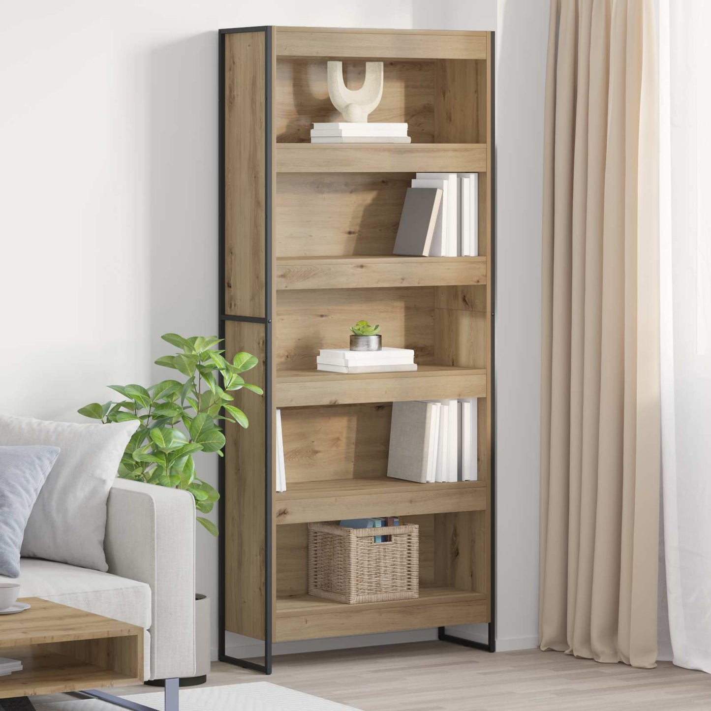 Könyvespolc 80 x 30 x 189,5 cm Faanyag Művészi tölgy