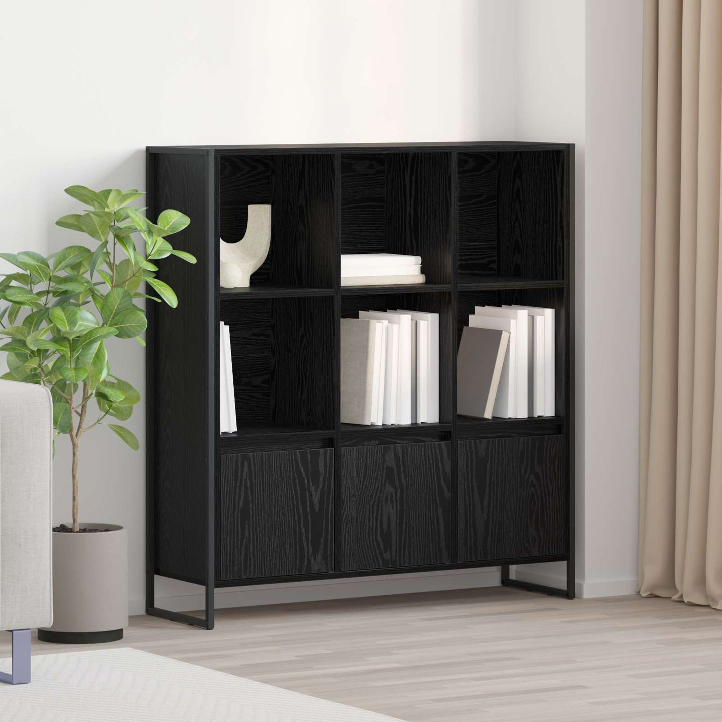 Könyvespolc 99,5 x 30 x 108 cm Szerelt Fa Fekete tölgy