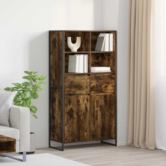 Széf fiókkal 2 pcs Füstös tölgy 81 x 36 x 150.5 cm Faanyag