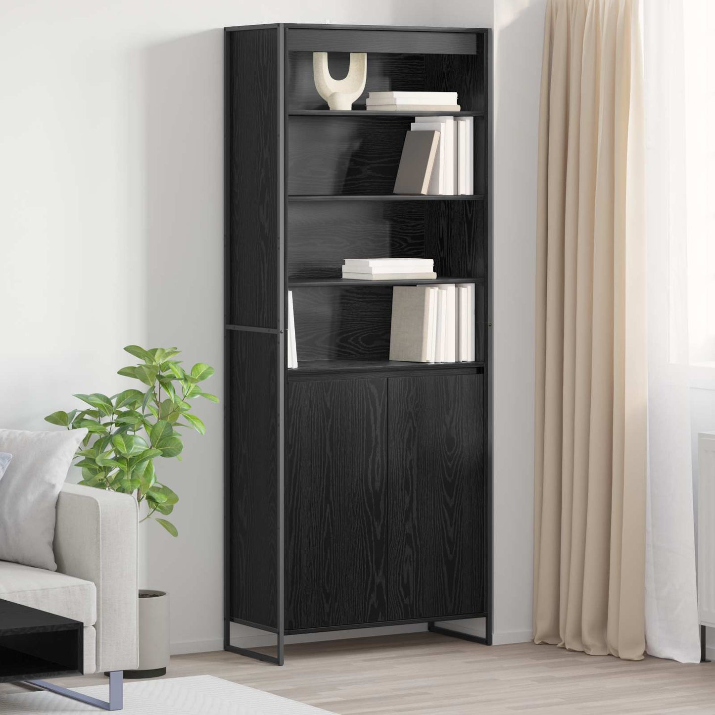 Magas szekrények Fekete tölgy 79 x 36 x 200 cm Szerelt Fa