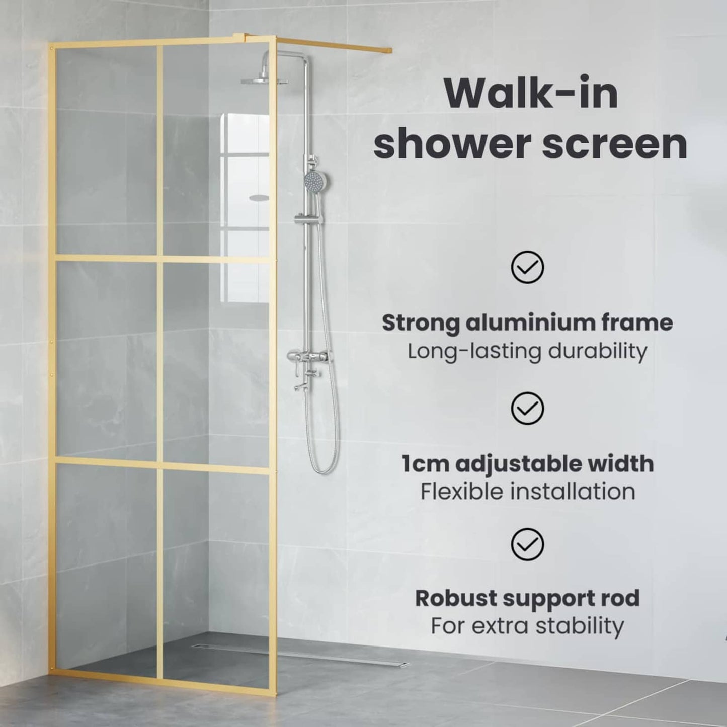 Walk-in zuhanyfal Arany 80 x 195 cm edzett üveg