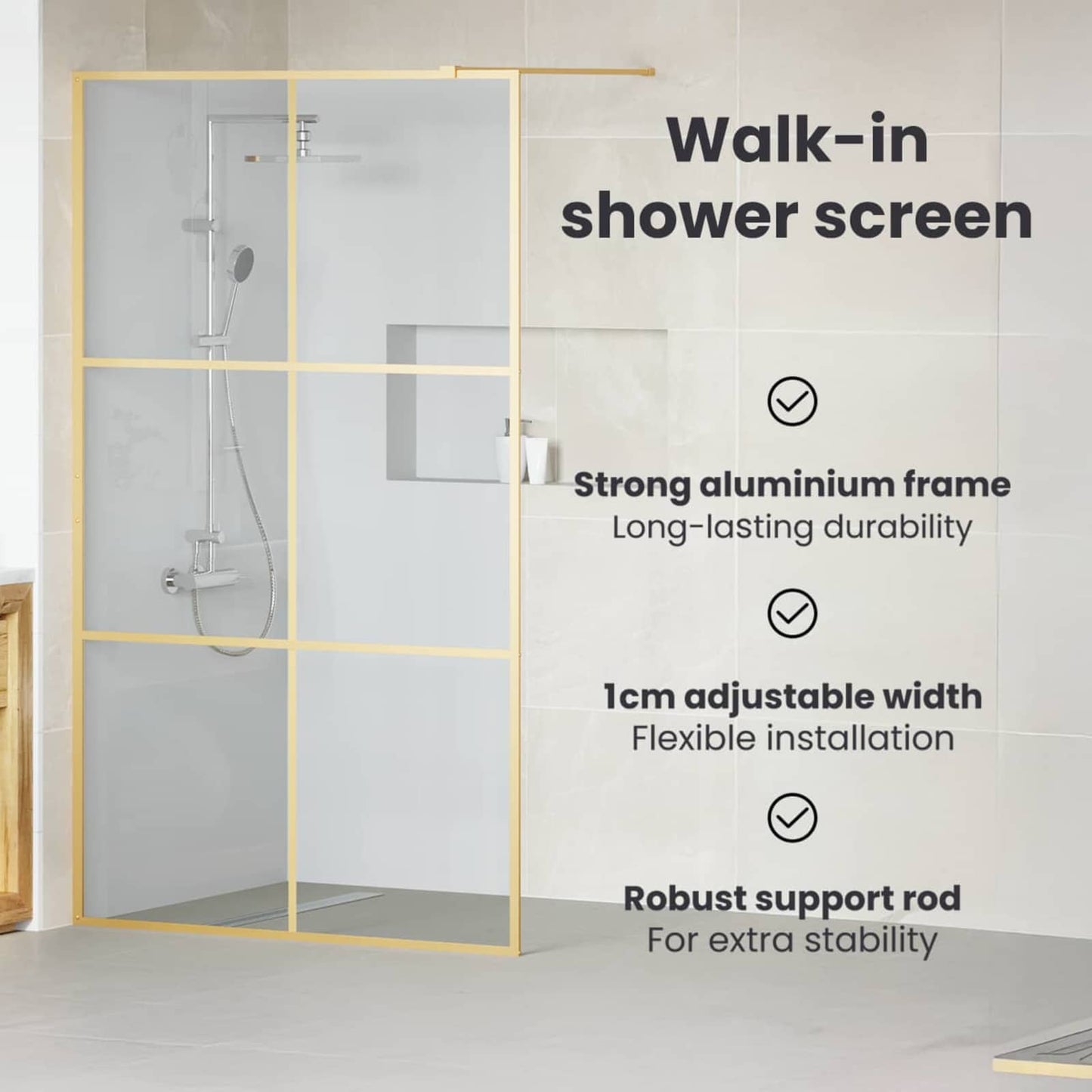Walk-in zuhanyfal Arany 115 x 195 cm edzett üveg