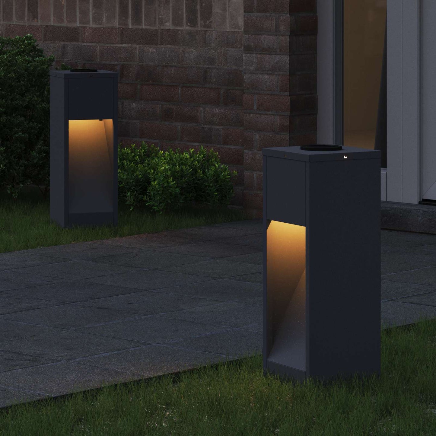 Napelemes LED Útjelző Lámpa 2 pcs Meleg fehér 18 x 18 x 50 cm