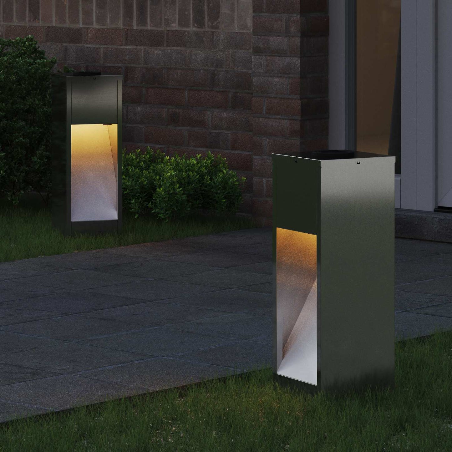 Napelemes LED Útjelző Lámpa 2 pcs Meleg fehér 18 x 18 x 50 cm