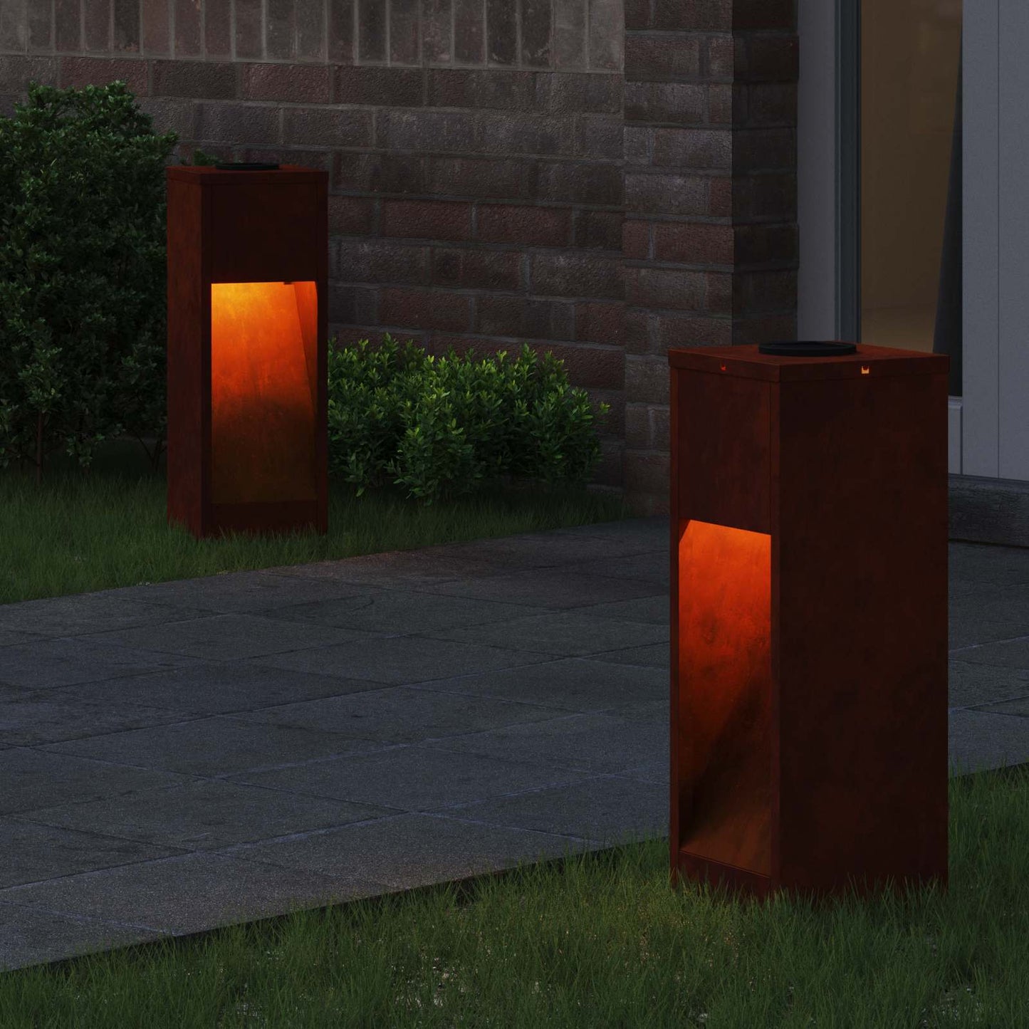 Napelemes LED Útjelző Lámpa 2 db Meleg fehér 18 x 18 x 50 cm