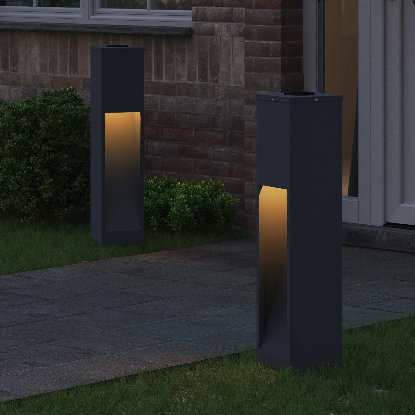 Napelemes LED Útjelző Lámpa 2 pcs Meleg fehér 18 x 18 x 80 cm