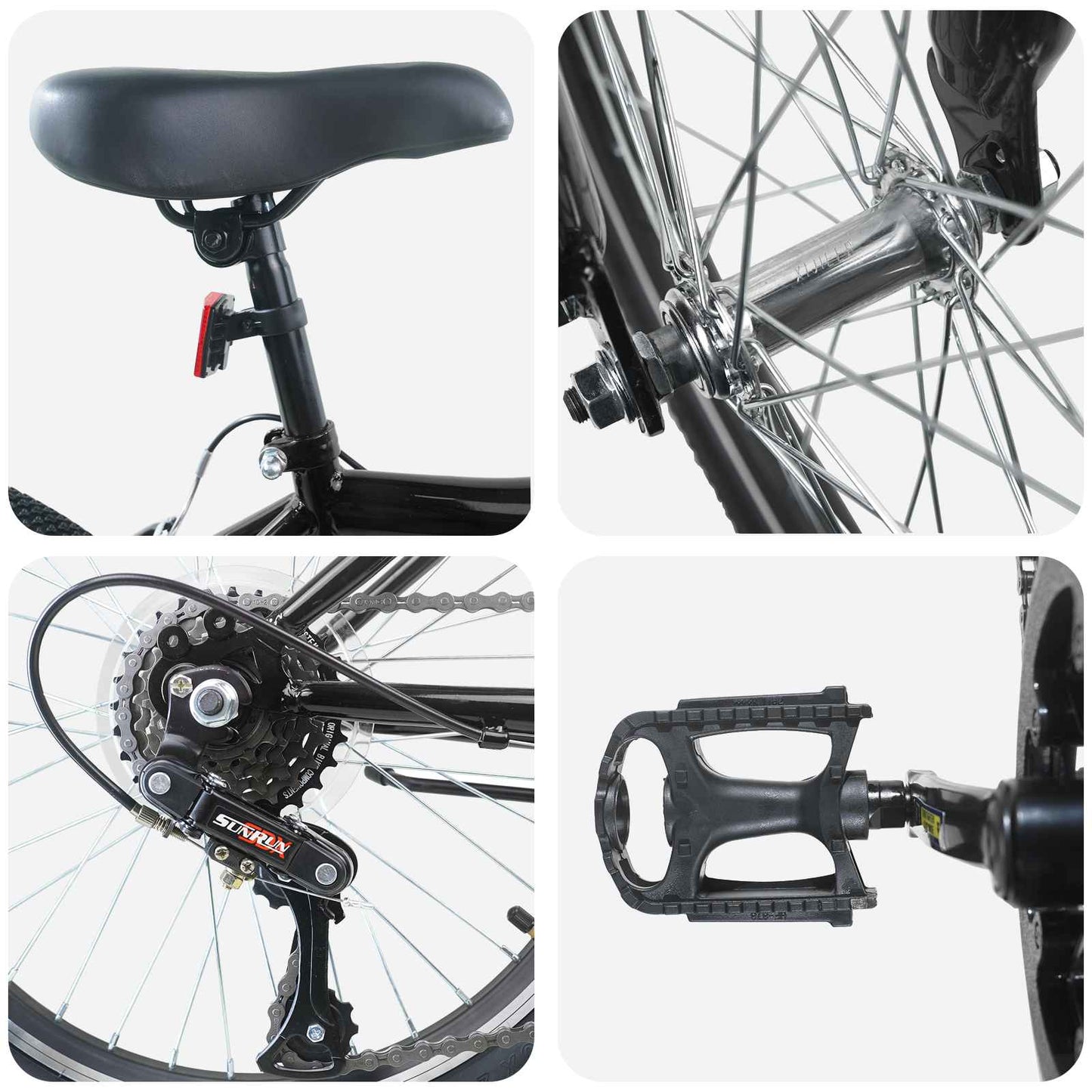 Gyerek Bicikli 24 Hüvelyk 6-Speed 8-12 éves korig Fekete