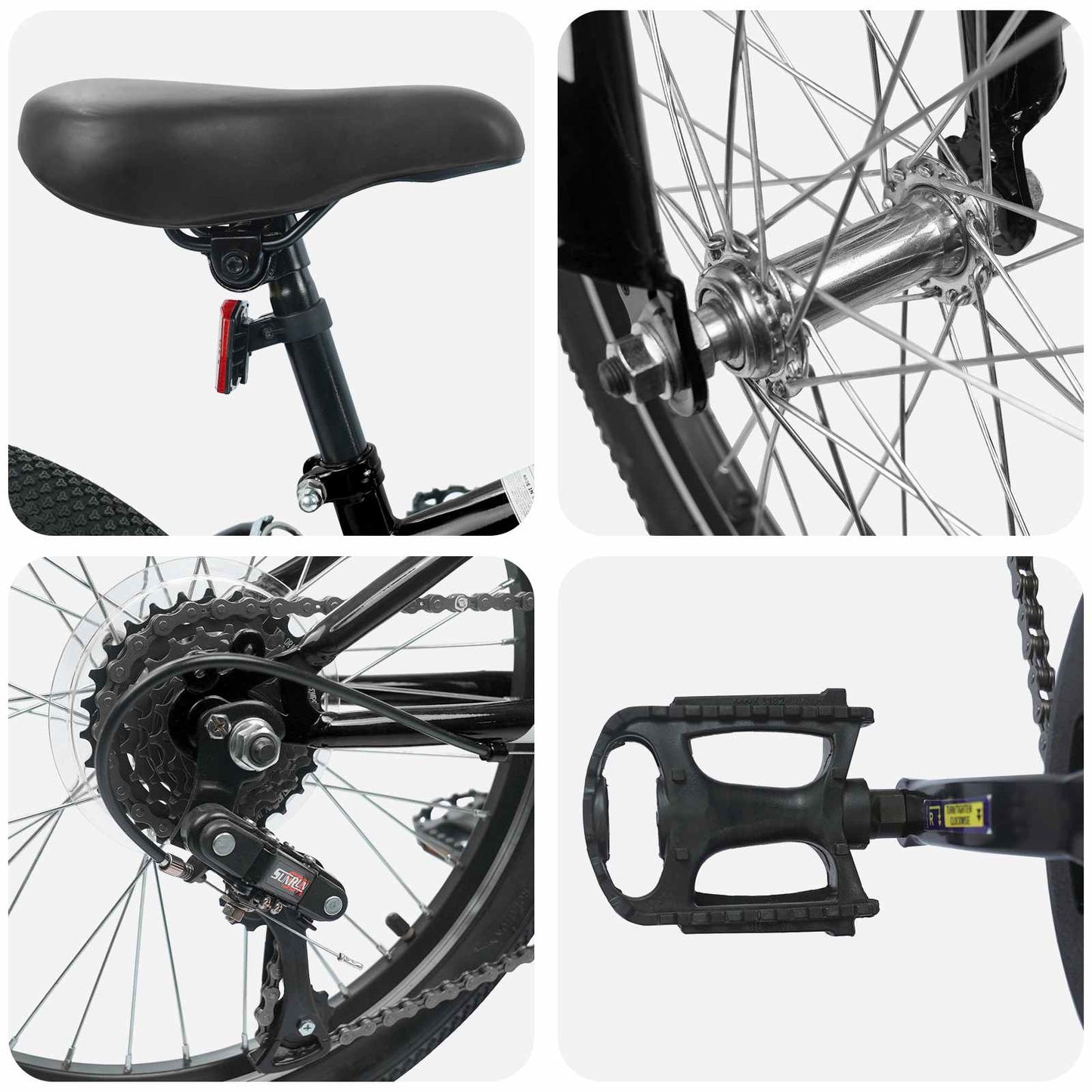 Hegyi Bicikli 20 Hüvelyk 6-Speed 5-8 éves korig való Fekete