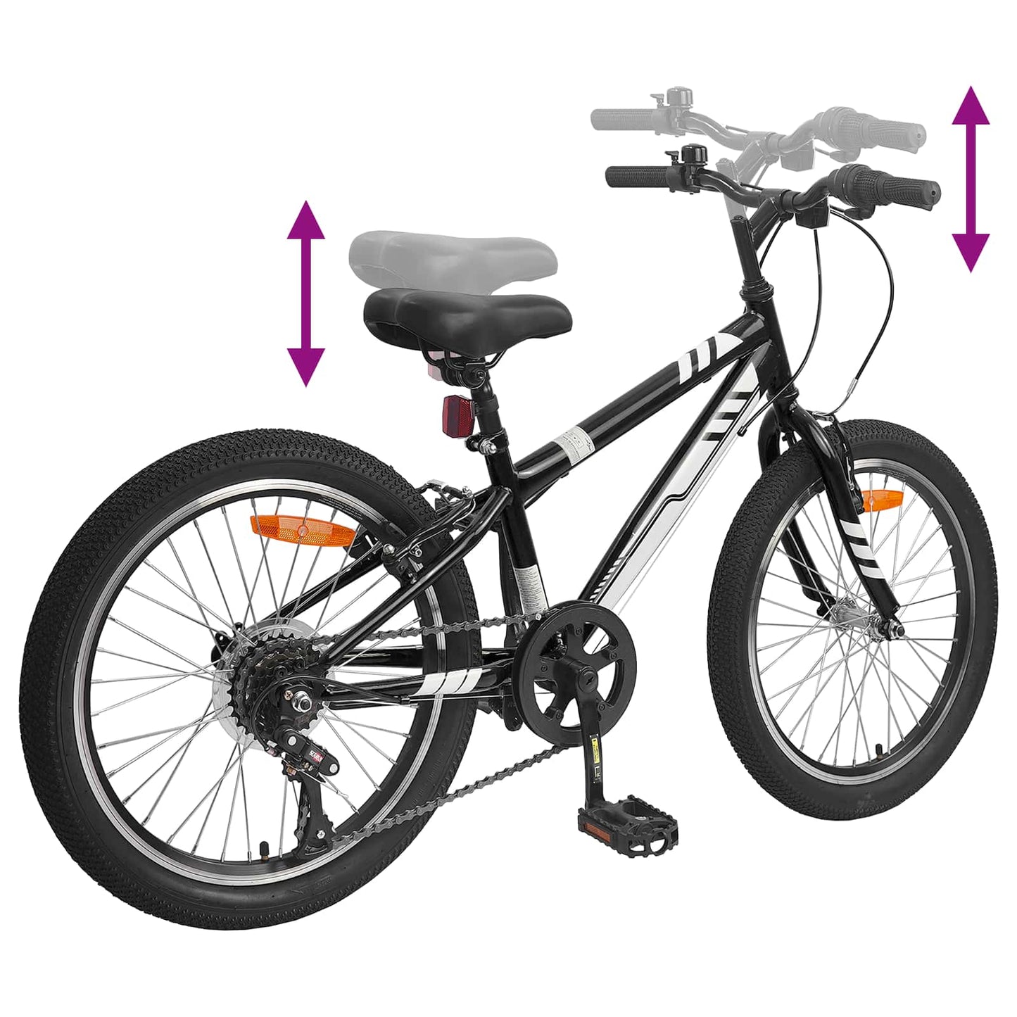 Hegyi Bicikli 20 Hüvelyk 6-Speed 5-8 éves korig való Fekete