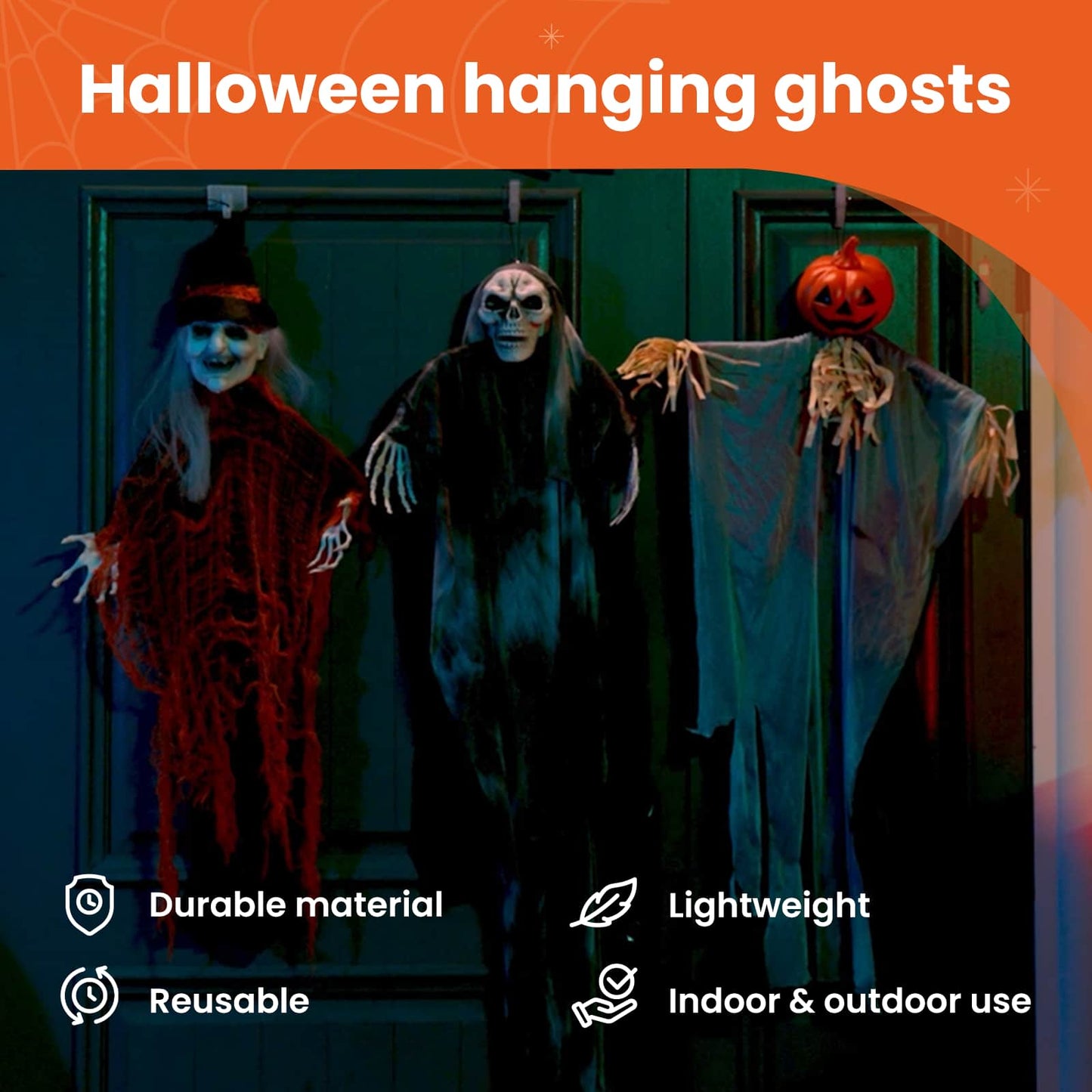 Halloween Függő Szellem 3 pcs Sokszínű 61 x 97 cm Poliészter