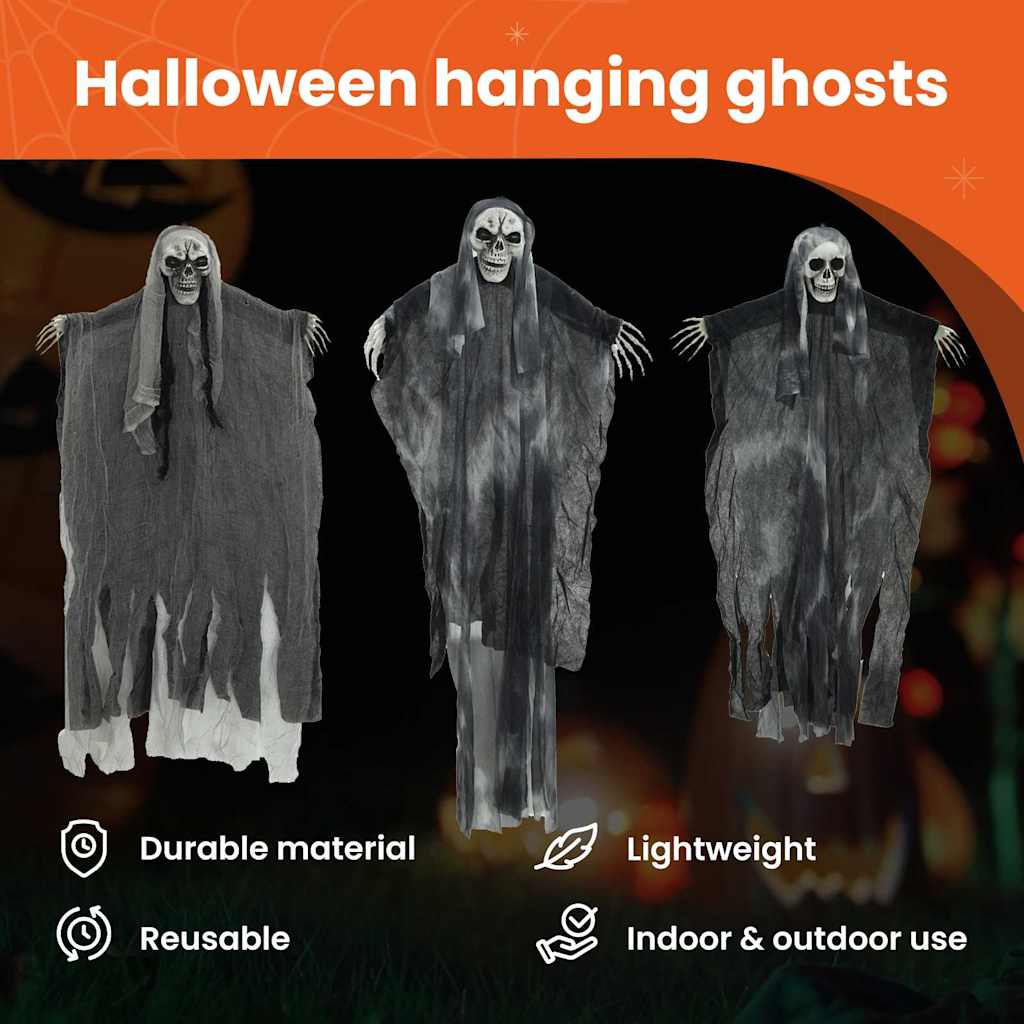 Halloween Függő Szellem 3 pcs Fekete 66 x 110 cm Poliészter