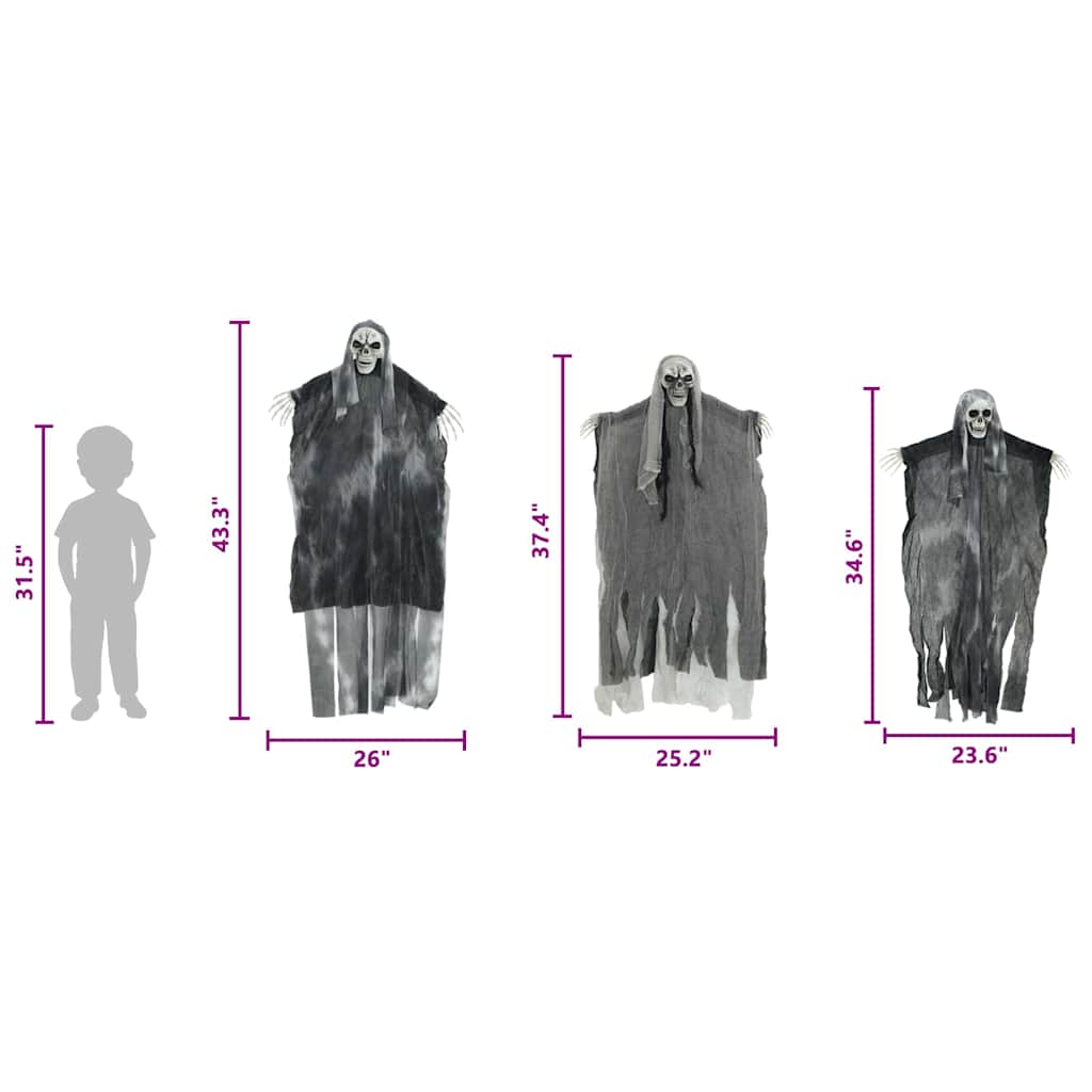 Halloween Függő Szellem 3 pcs Fekete 66 x 110 cm Poliészter