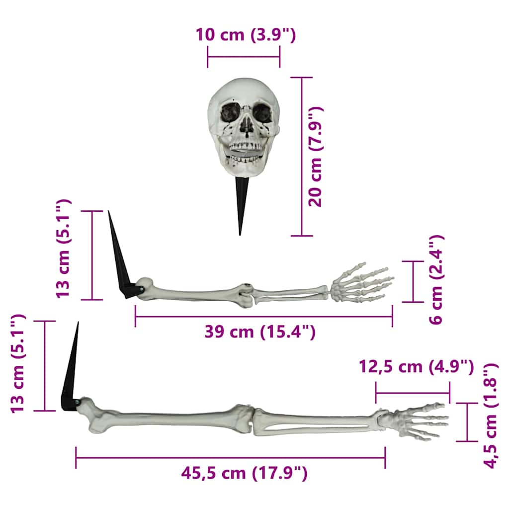 Halloween csontváz földi tüskékkel Fehér 45,5 x 13 cm