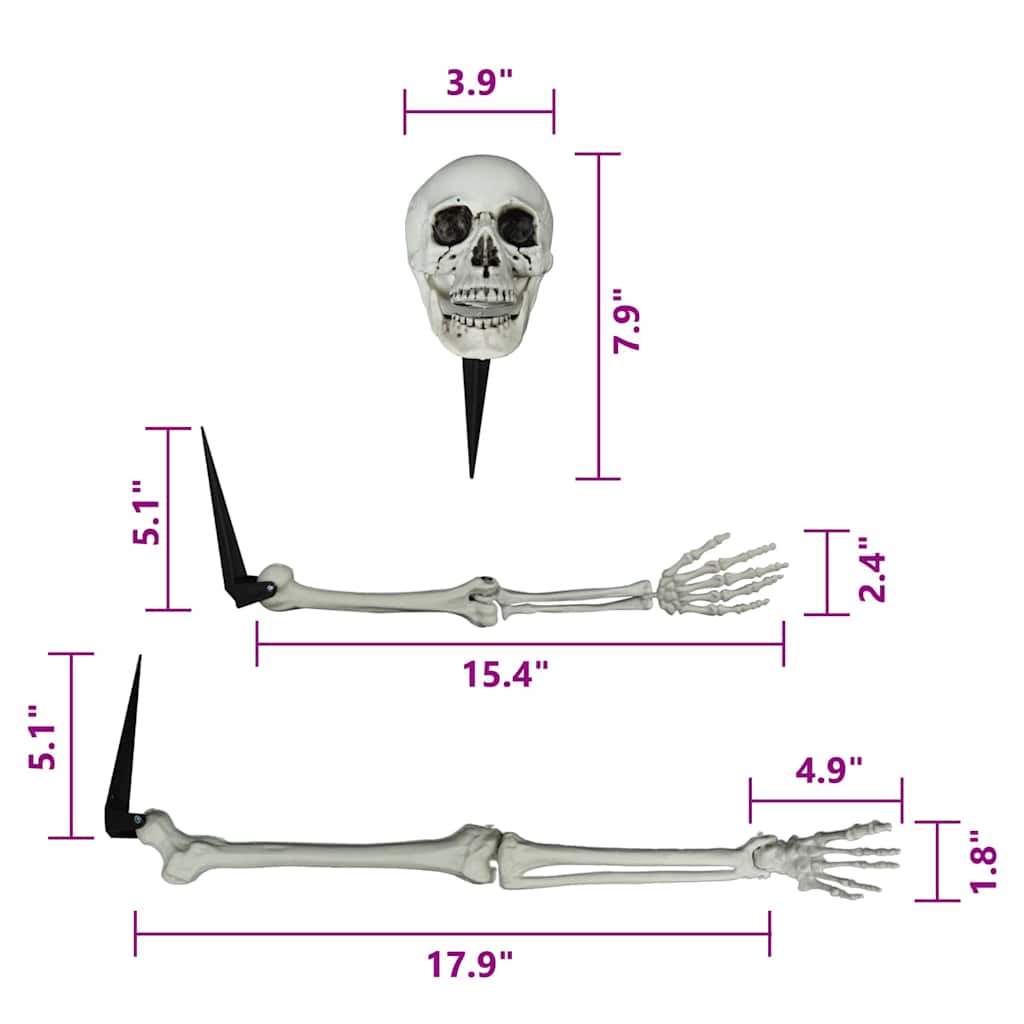 Halloween csontváz földi tüskékkel Fehér 45,5 x 13 cm