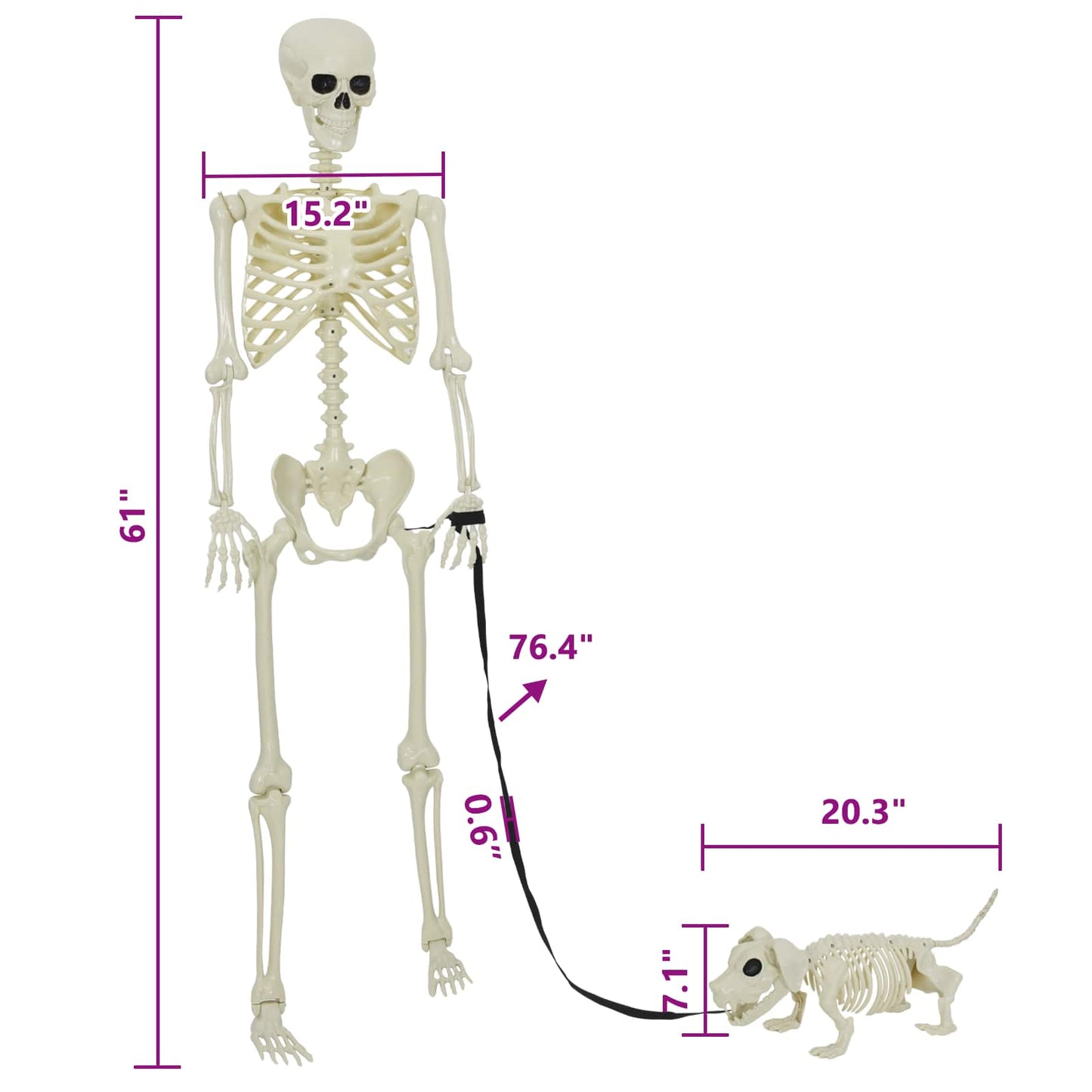 Halloween Dekoráció Skeleton 2 pcs Fehér Polipropilén
