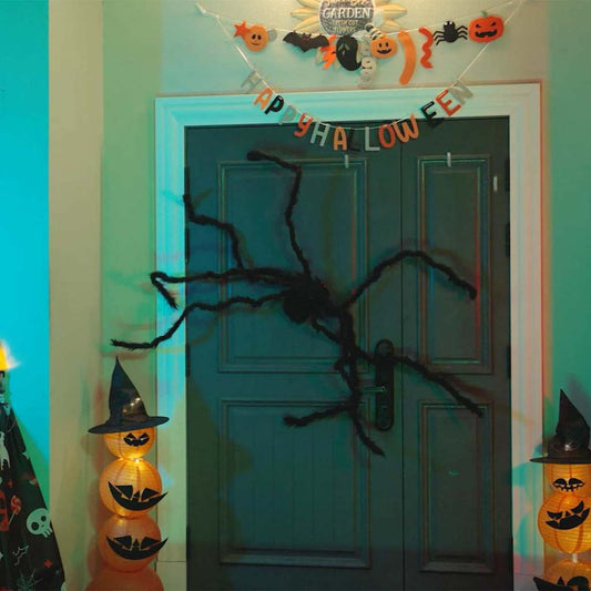 Halloween Pók Dísz 6 pcs Fekete 75 cm Poliészter és acél