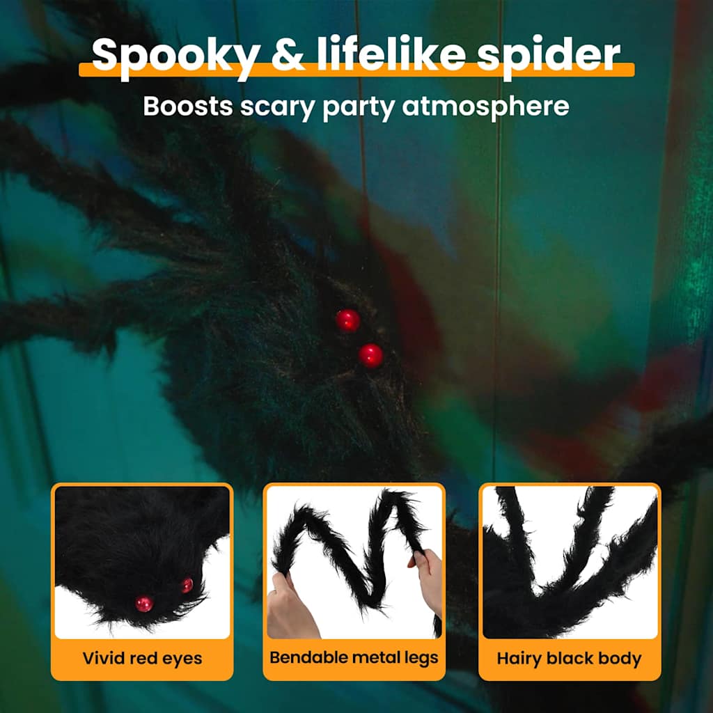 Halloween Pók Dísz 6 pcs Fekete 75 cm Poliészter és acél