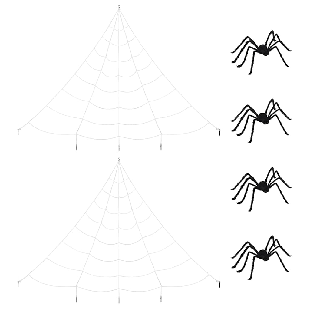Halloween pók díszítés pókhálóval 4 pcs Fekete és fehér