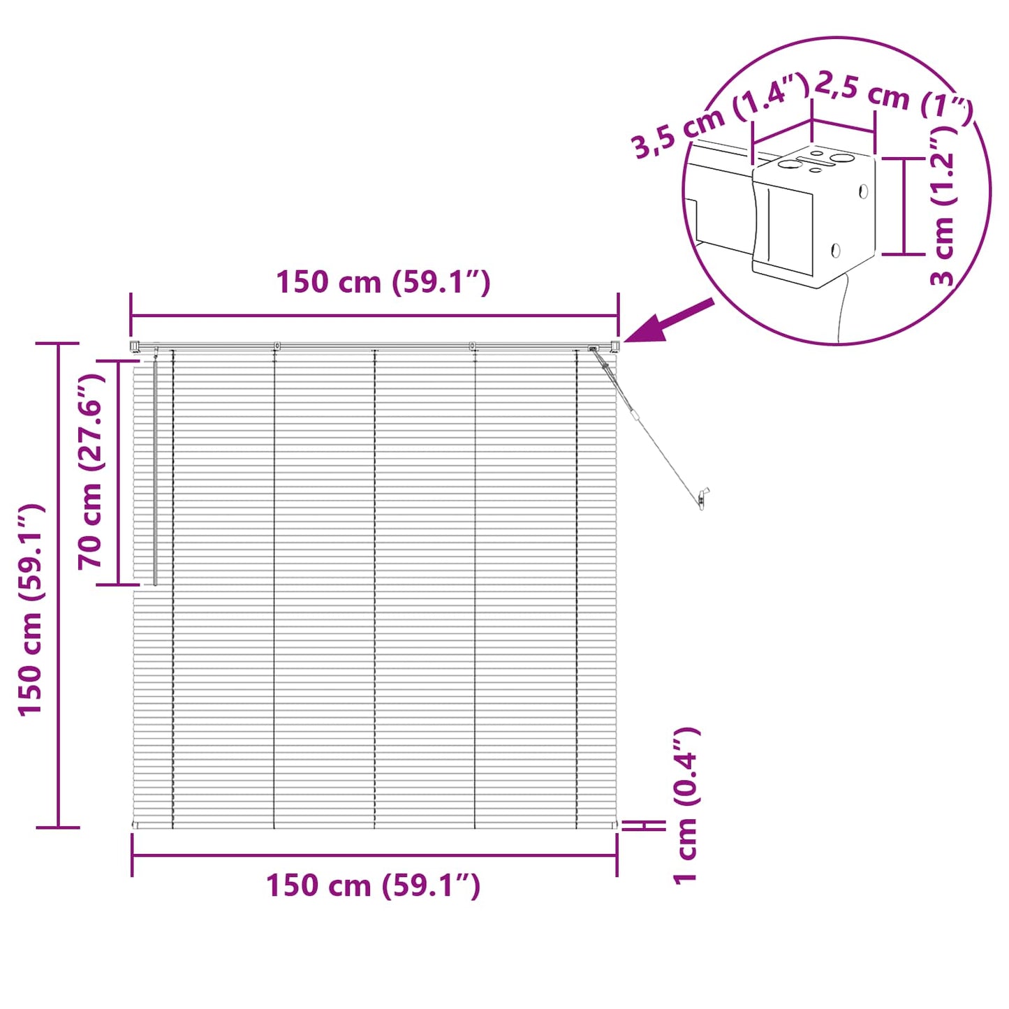 Zsaluzia Fekete 150 x 150 cm 25 mm PVC