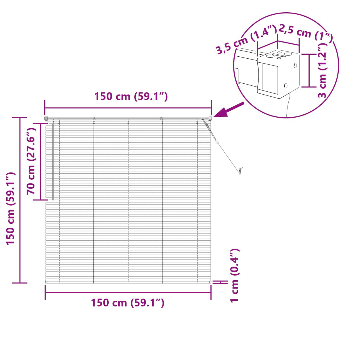 Zsaluzia Világos barna mintával 150 x 150 cm 25 mm PVC