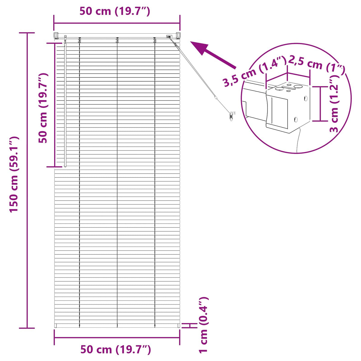 Zsaluzia Sötét barna mintával 150 x 50 cm 25 mm PVC