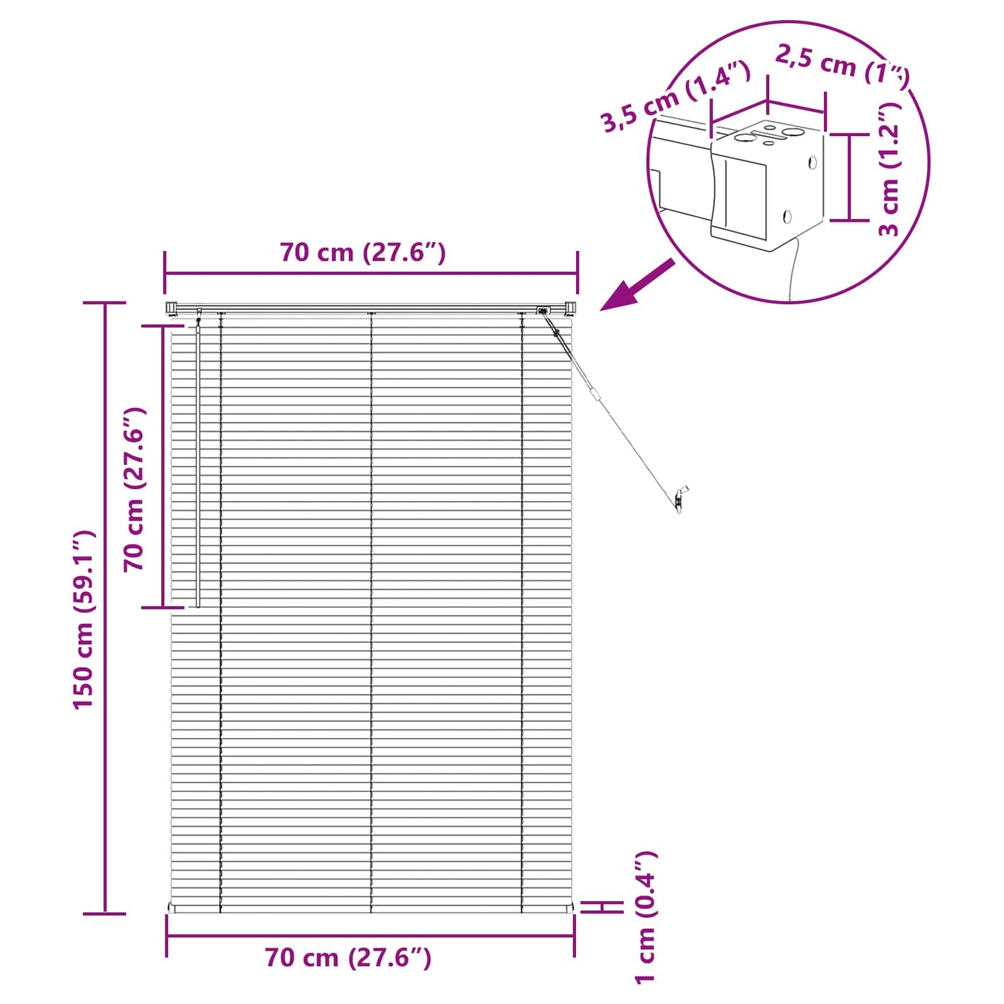 Zsaluzia Sötét barna mintával 150 x 70 cm 25 mm PVC