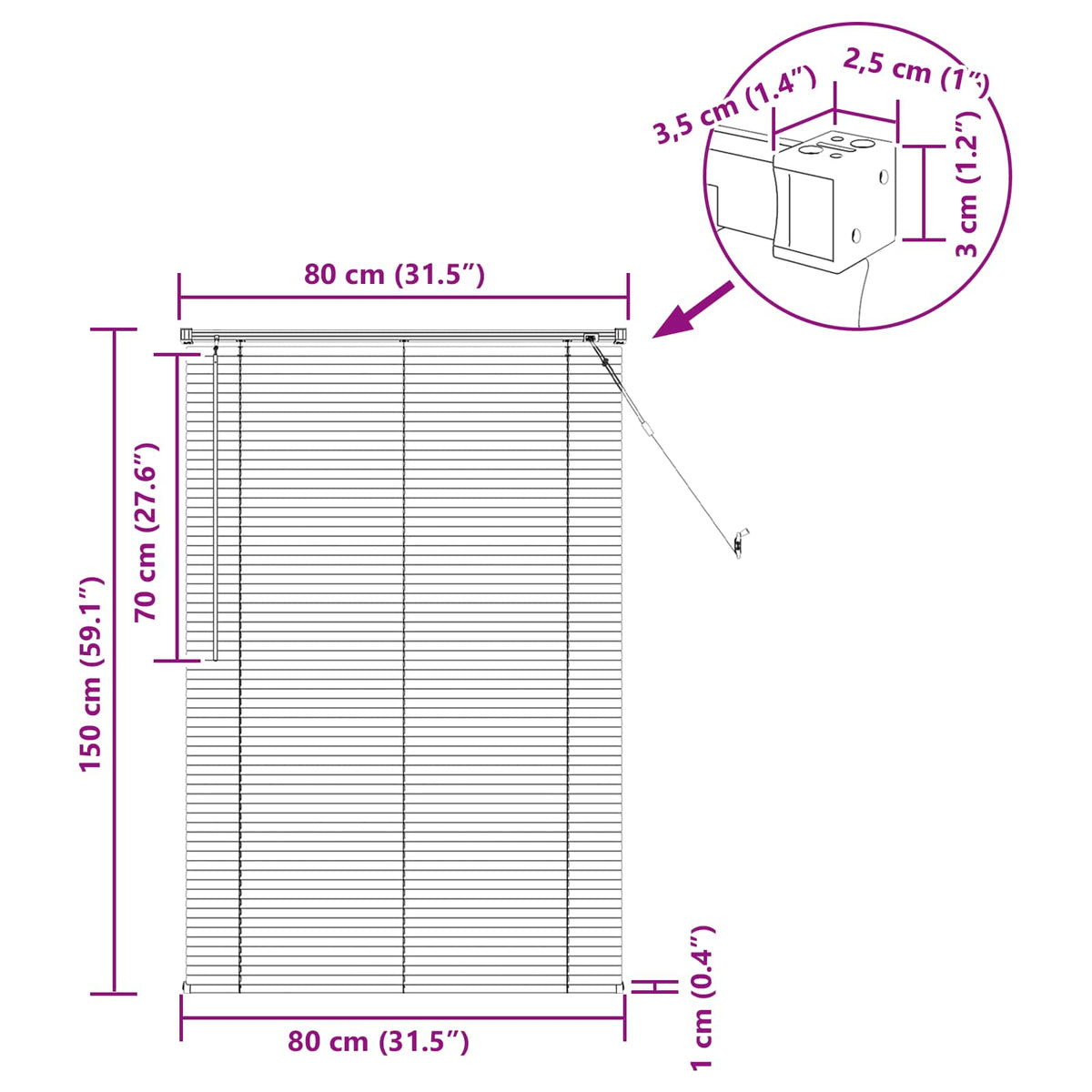 Zsaluzia Sötét barna mintával 150 x 80 cm 25 mm PVC