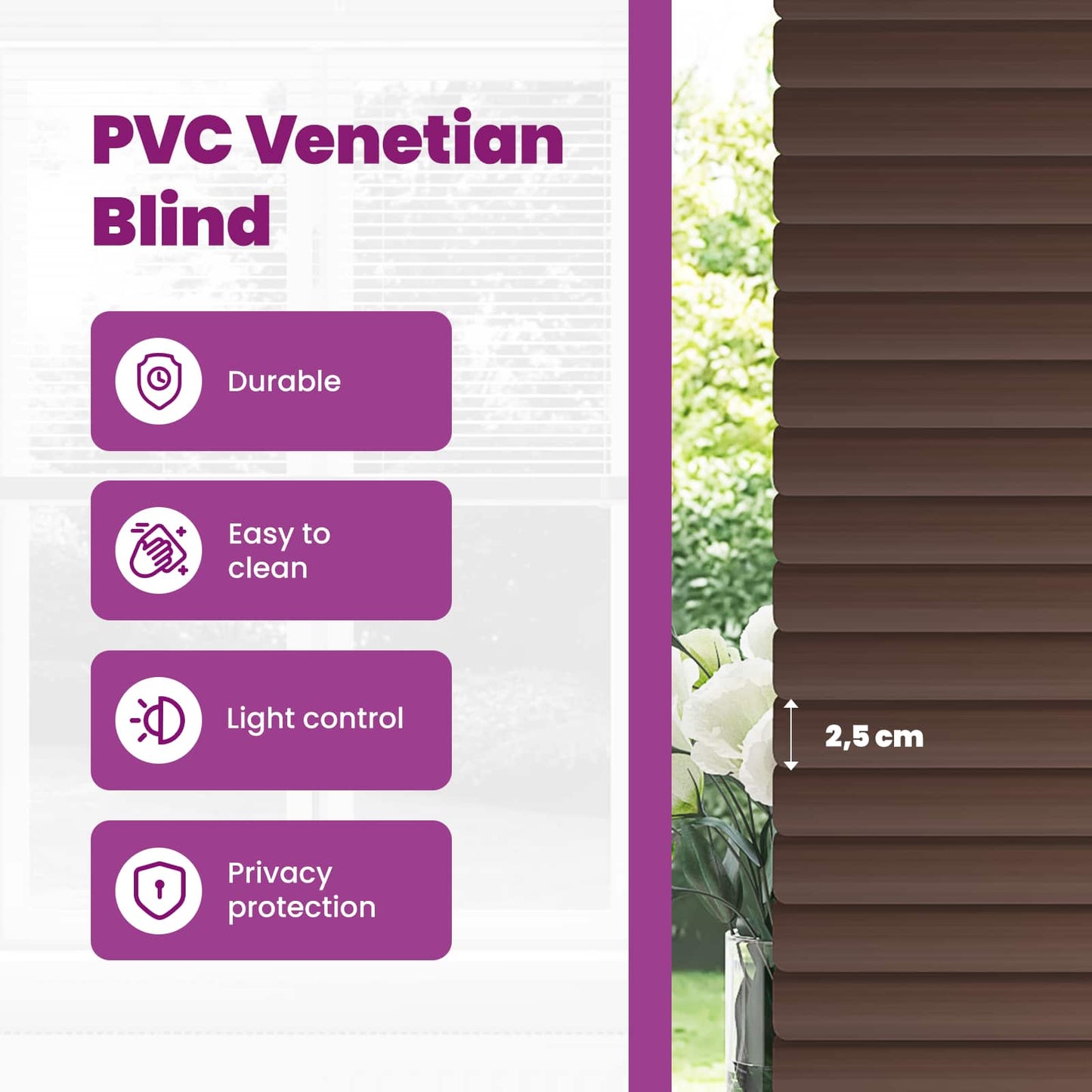 Zsaluzia Sötét barna mintával 213 x 70 cm 25 mm PVC