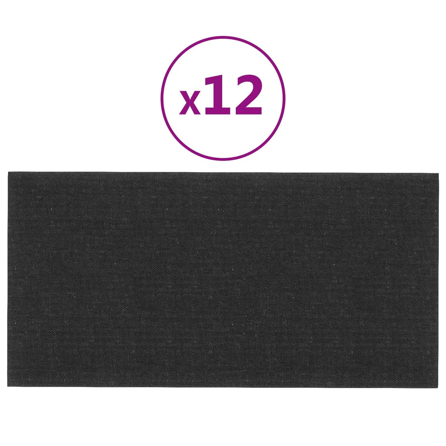 Fali Fejtámla 12 pcs 60 x 30 cm Fekete szövet