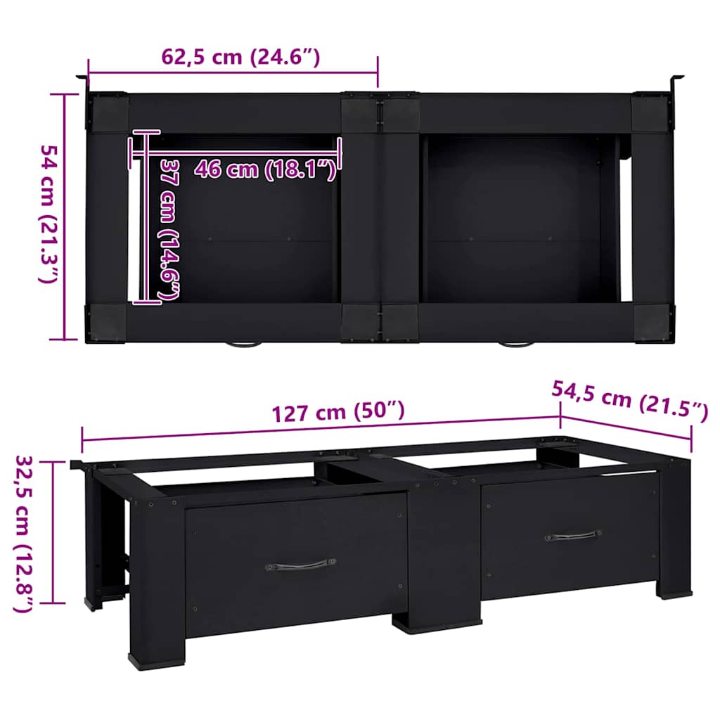 Mosógép Talp 2 pcs Fekete 127 x 54,5 x 32,5 cm Acél