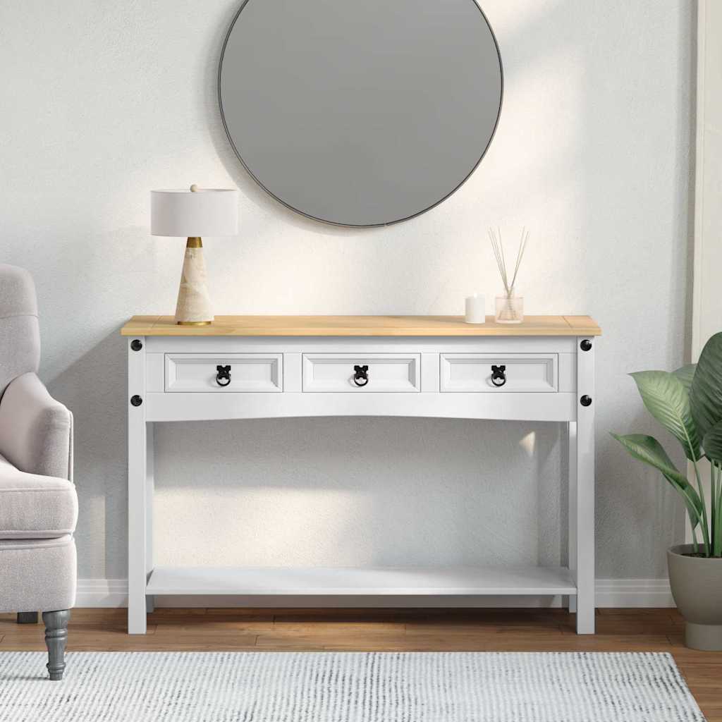 Végasztal fiókkal Corona Fehér 114 x 34,5 x 73 cm Tömör fenyőfa