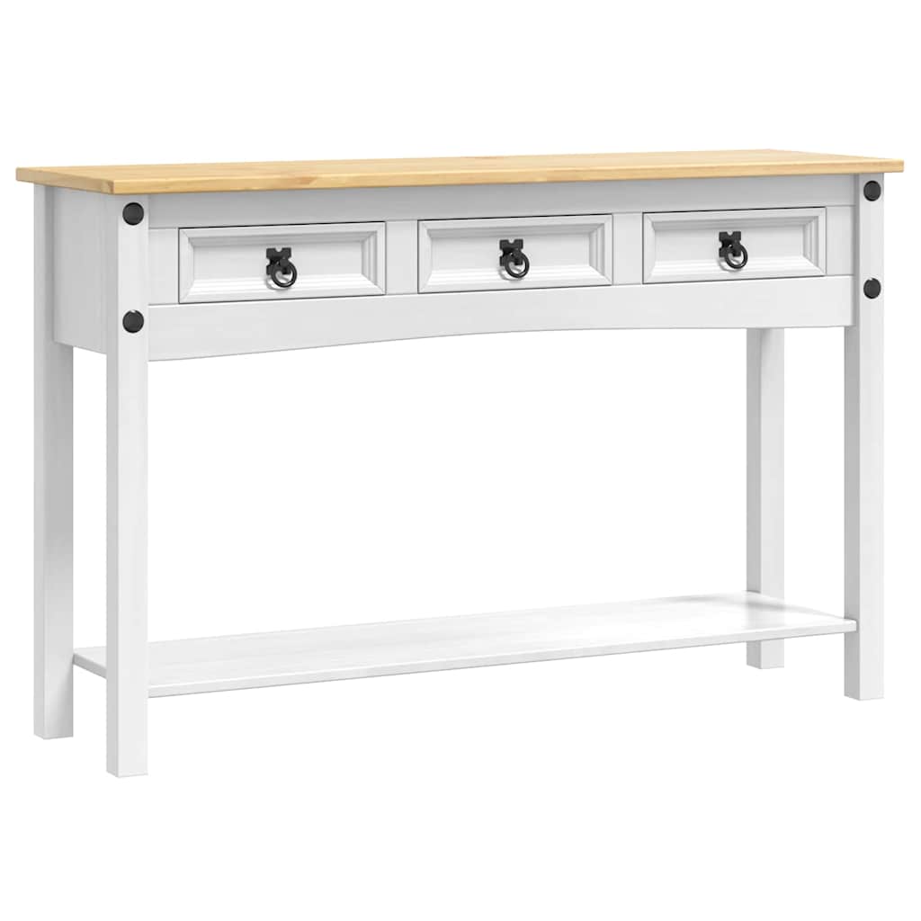 Végasztal fiókkal Corona Fehér 114 x 34,5 x 73 cm Tömör fenyőfa