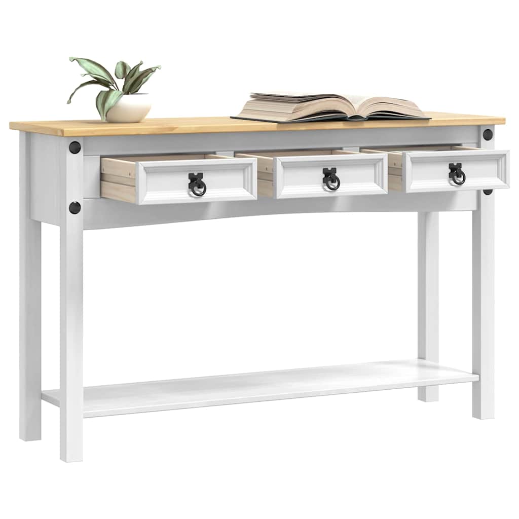 Végasztal fiókkal Corona Fehér 114 x 34,5 x 73 cm Tömör fenyőfa