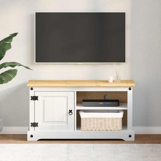 TV szekrény Corona Fehér 100 x 40 x 52 cm Tömör fenyőfa