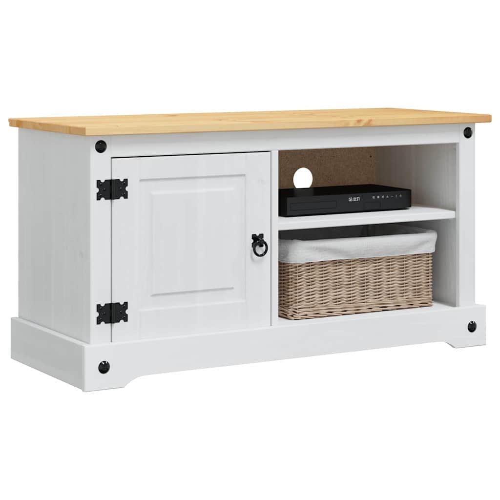 TV szekrény Corona Fehér 100 x 40 x 52 cm Tömör fenyőfa