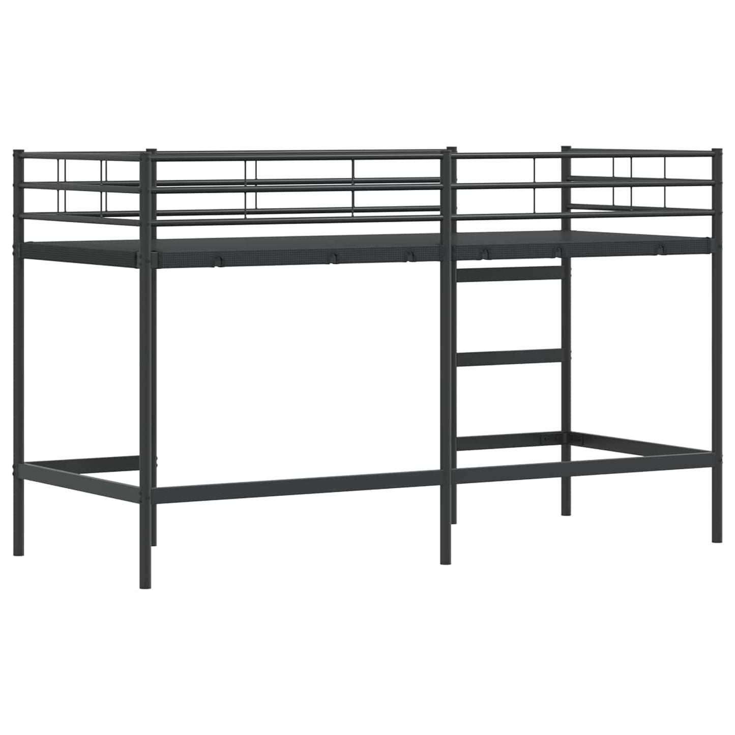 Gyerekek Loft Ágykerete Egyszínű Fekete 75 x 190 cm Acél