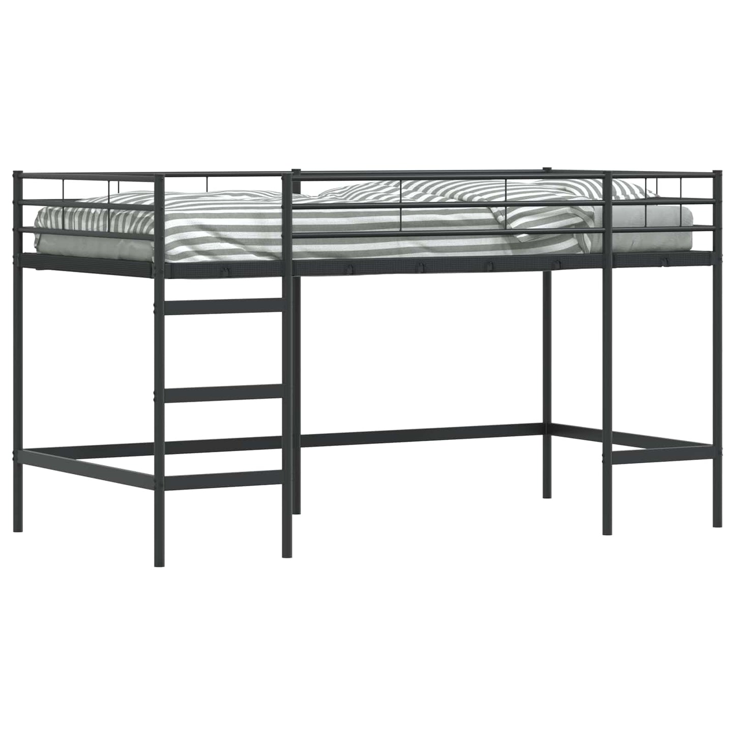Gyerekek Loft Ágykerete Egyszínű Fekete 80 x 200 cm Acél