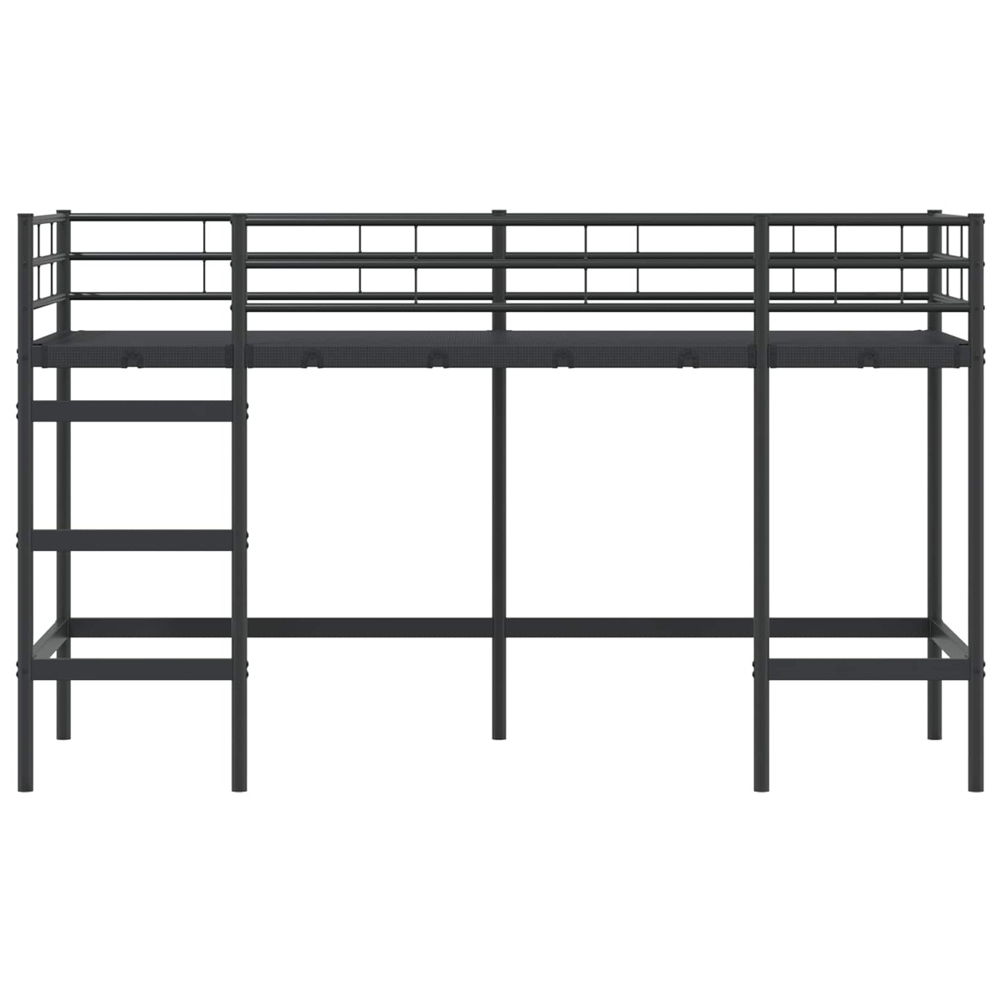 Gyerekek Loft Ágykerete Egyszínű Fekete 100 x 190 cm Acél