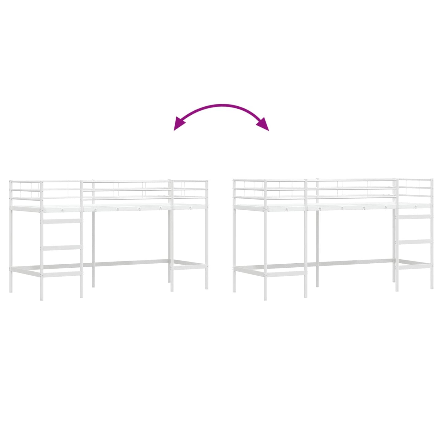 Gyerekek Loft Ágykerete Egyszínű Fehér 75 x 190 cm Acél