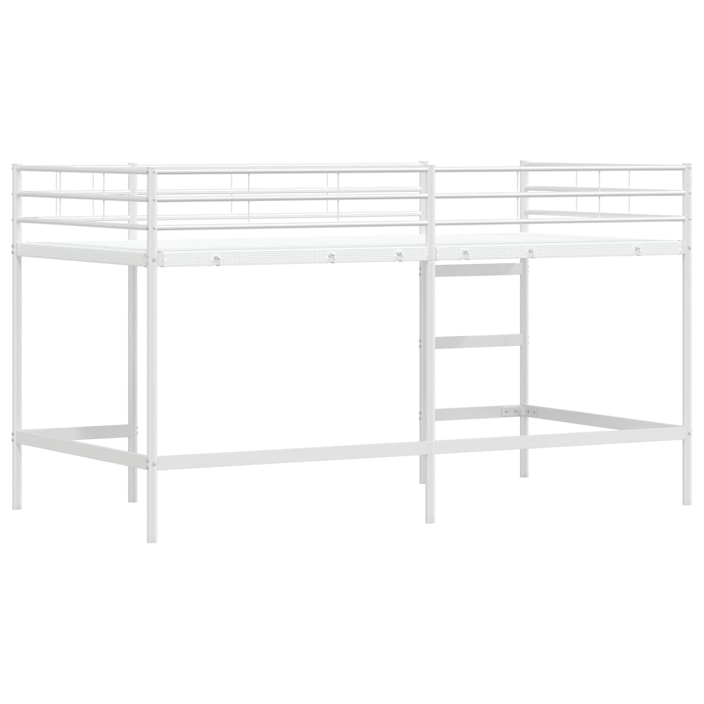 Gyerekek Loft Ágykerete Egyszínű Fehér 90 x 200 cm Acél