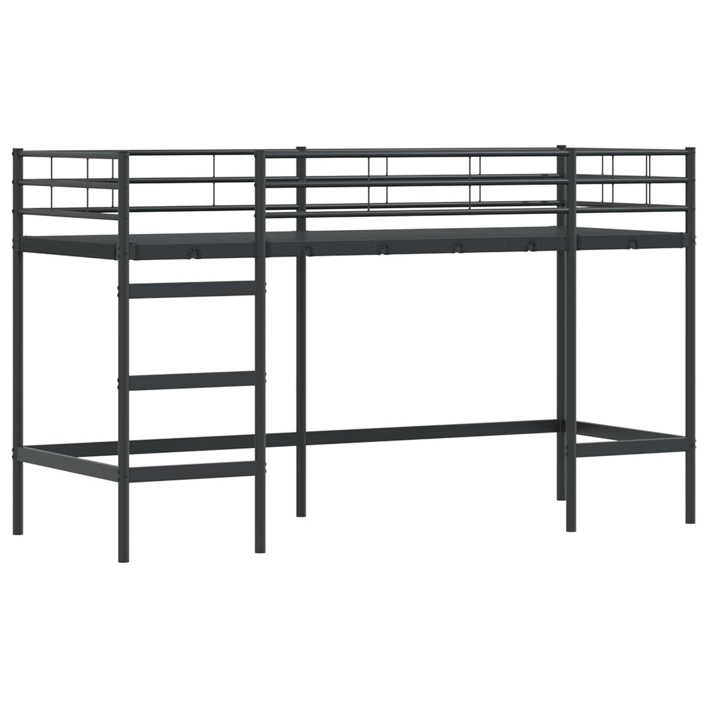 Gyerek Loft Ágykeret Függönyökkel Fekete 100 x 190 cm