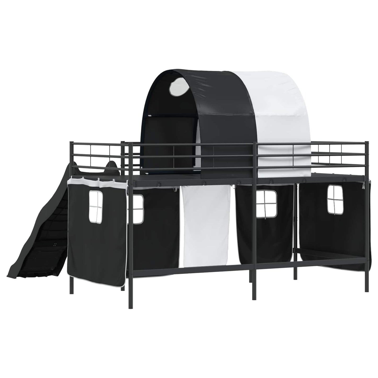 Gyerekek Loft Ágykerete Fekete 90 x 200 cm Fém