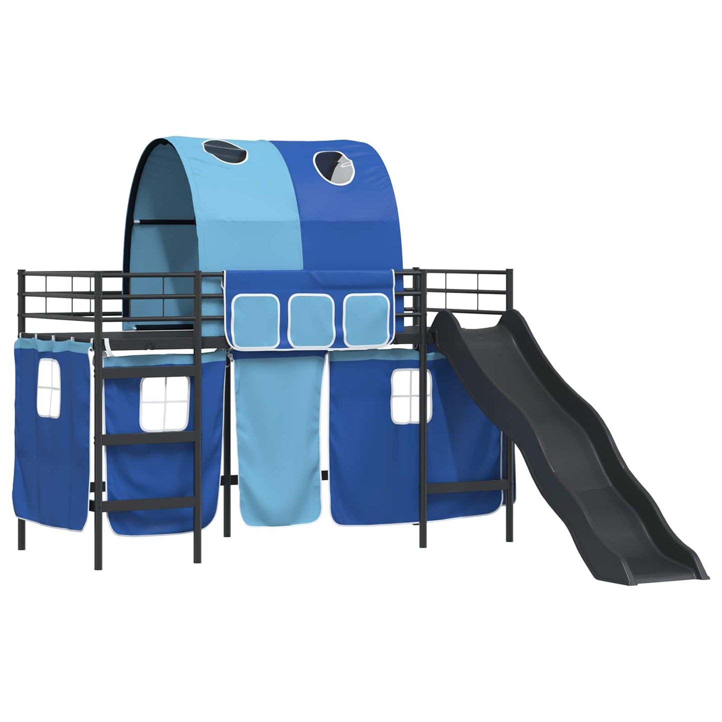 Gyerekek Loft Ágykerete Fekete és Kék 75 x 190 cm Fém