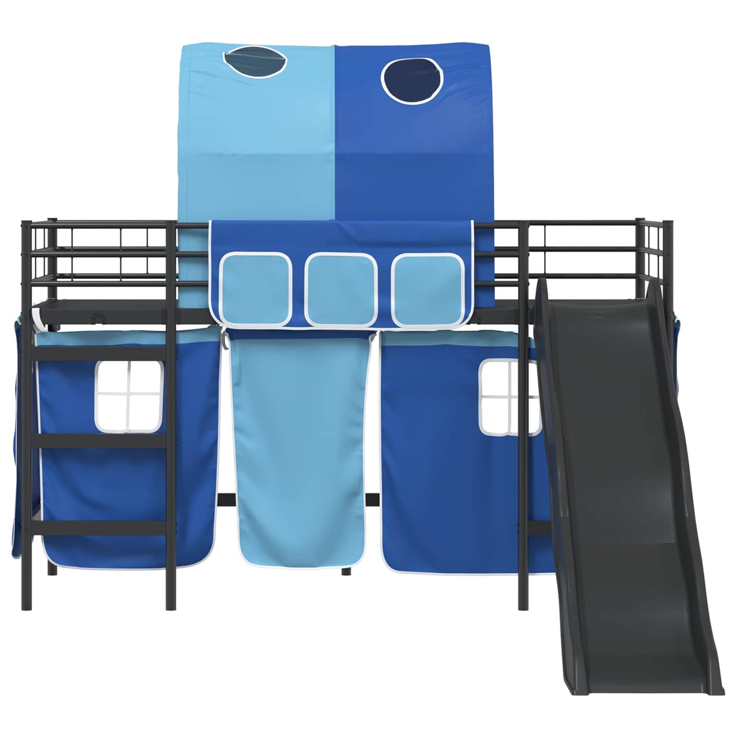 Gyerekek Loft Ágykerete Fekete és Kék 75 x 190 cm Fém