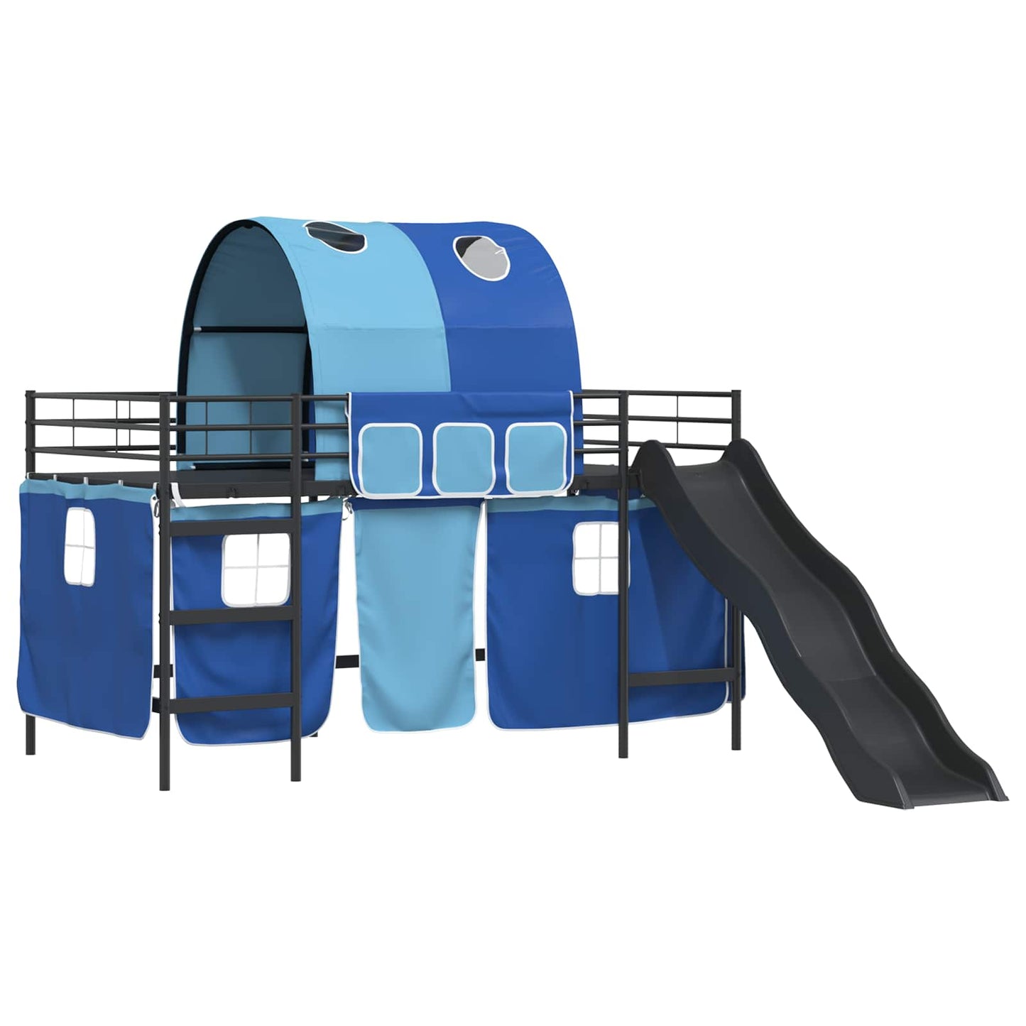 Gyerekek Loft Ágykerete Fekete és Kék 80 x 200 cm Fém