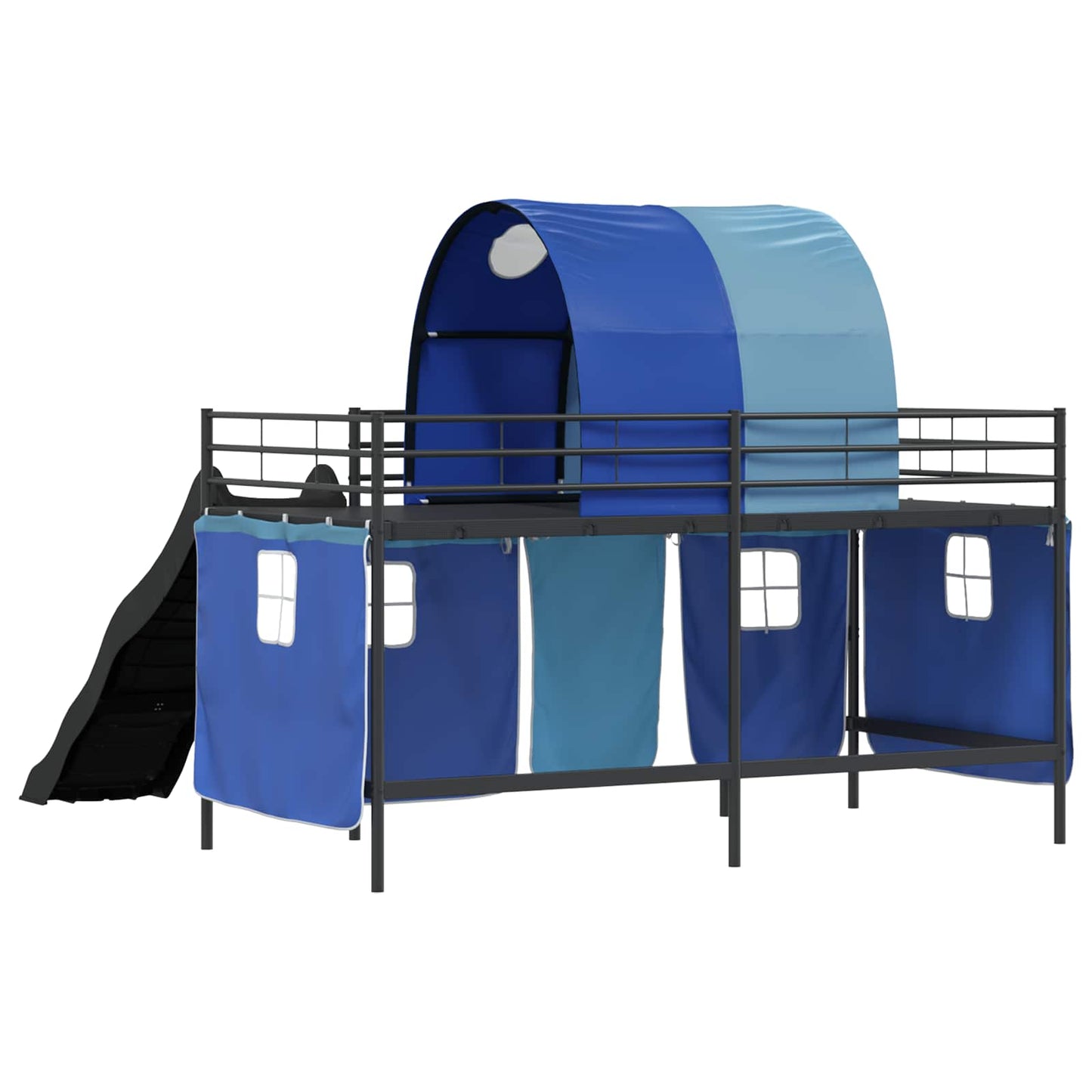Gyerekek Loft Ágykerete Fekete és Kék 80 x 200 cm Fém