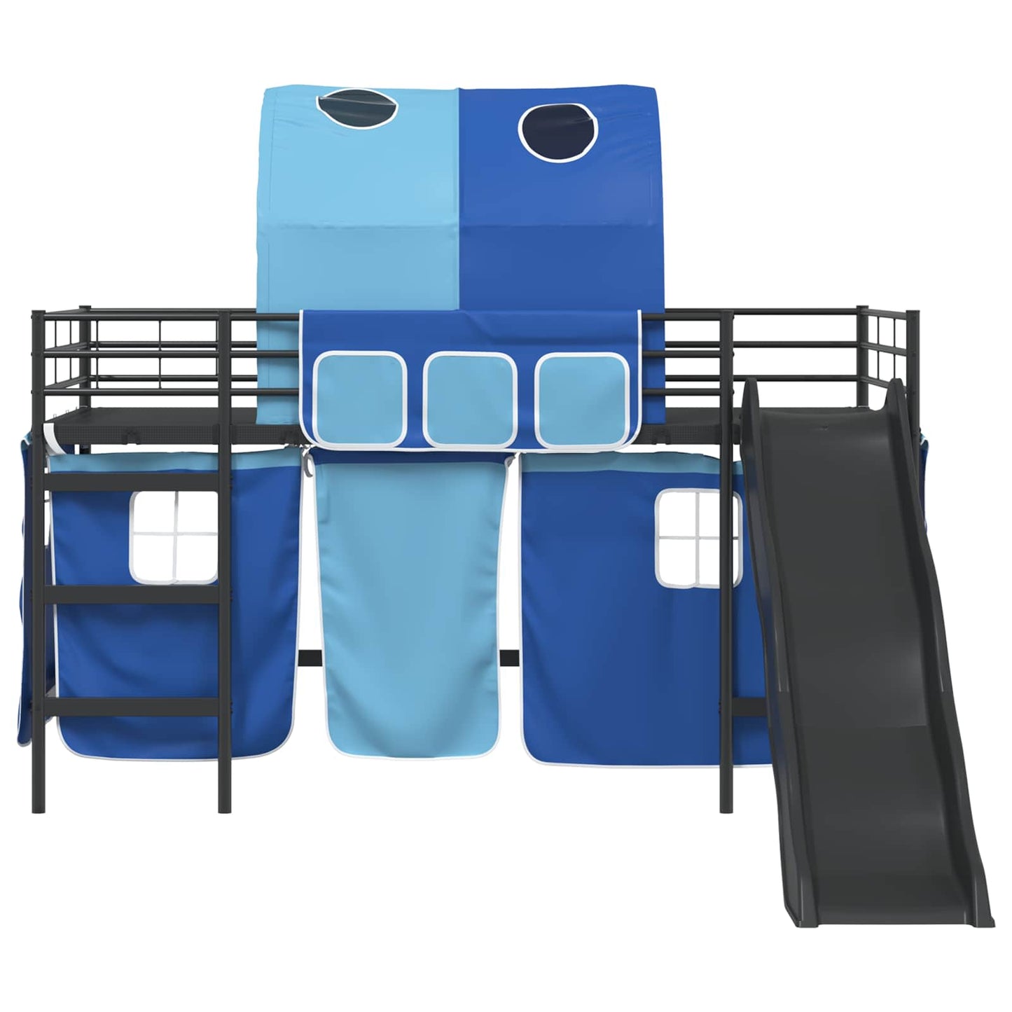Gyerekek Loft Ágykerete Fekete és Kék 80 x 200 cm Fém