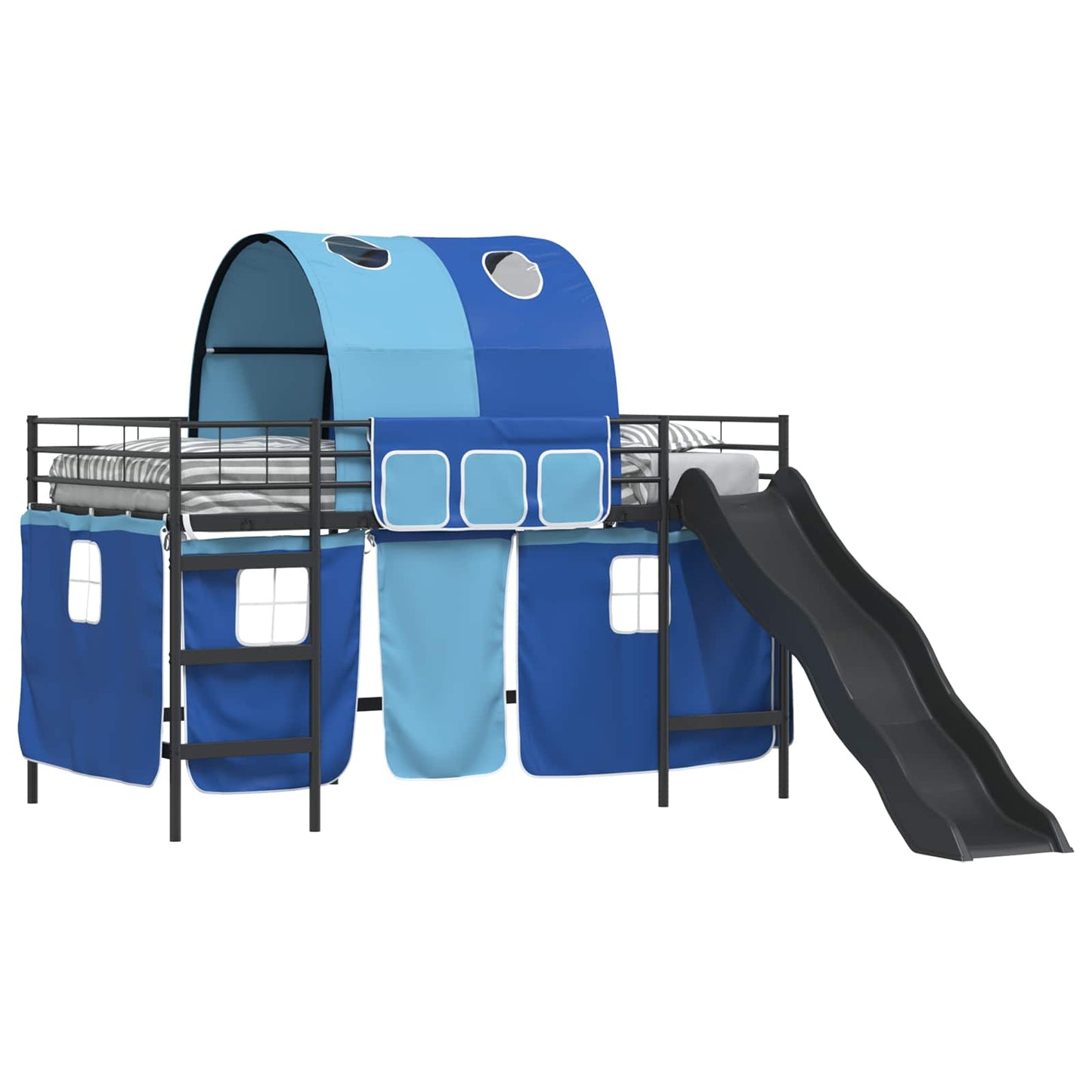 Gyerekek Loft Ágykerete Fekete és Kék 100 x 200 cm Fém