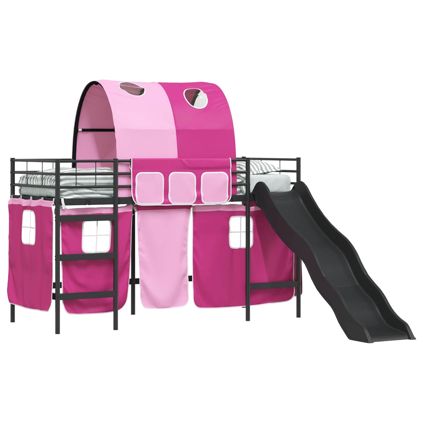 Gyerekek Loft Ágykerete Fekete és Rózsaszín 75 x 190 cm Fém