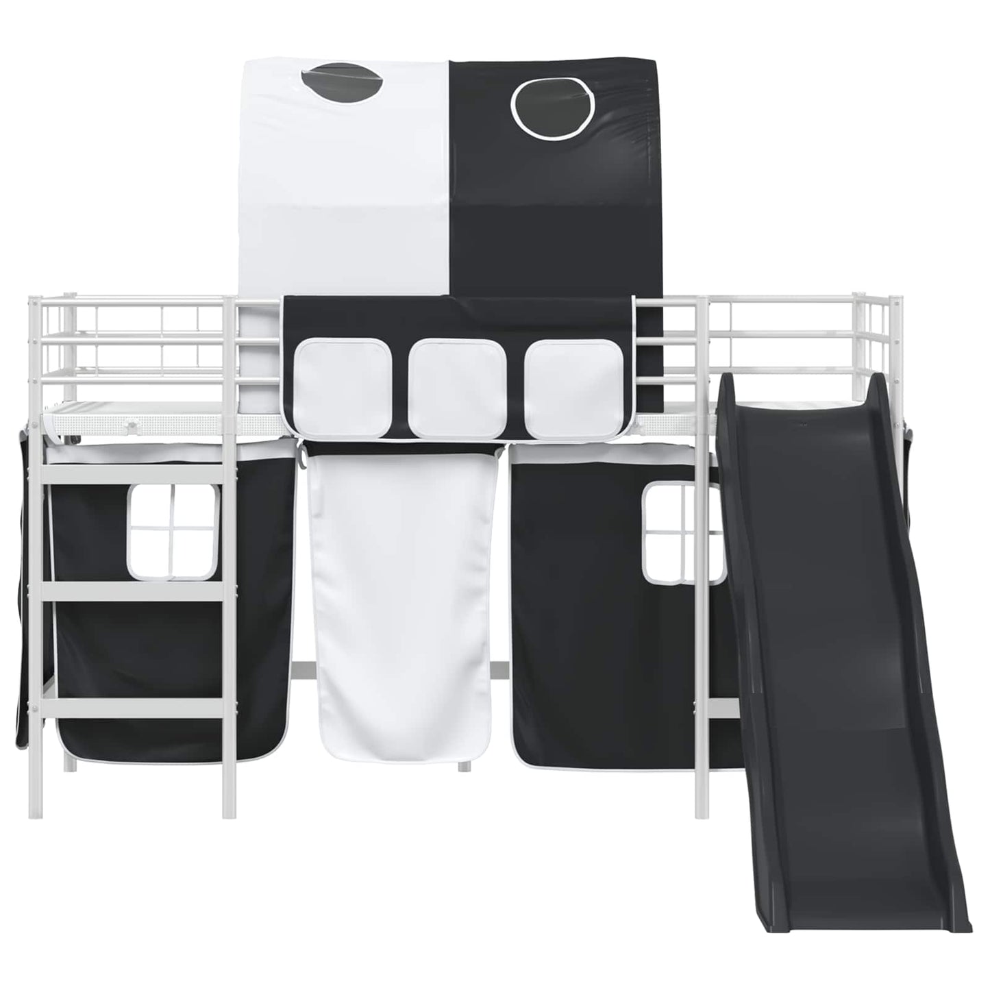 Gyerekek Loft Ágykerete Fehér és fekete 90 x 190 cm Fém